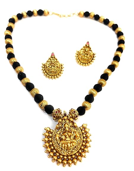 Adyashree Emporium Traditional Temple Jewellery Lakshmi pendant set ruby Pearl Mango Design Mohan mala haram. Latest Wedding Jewellery Necklace for Women and Girls