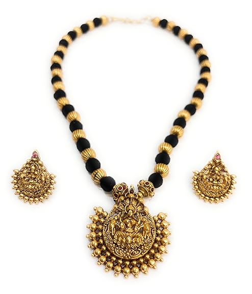 Adyashree Emporium Traditional Temple Jewellery Lakshmi pendant set ruby Pearl Mango Design Mohan mala haram. Latest Wedding Jewellery Necklace for Women and Girls