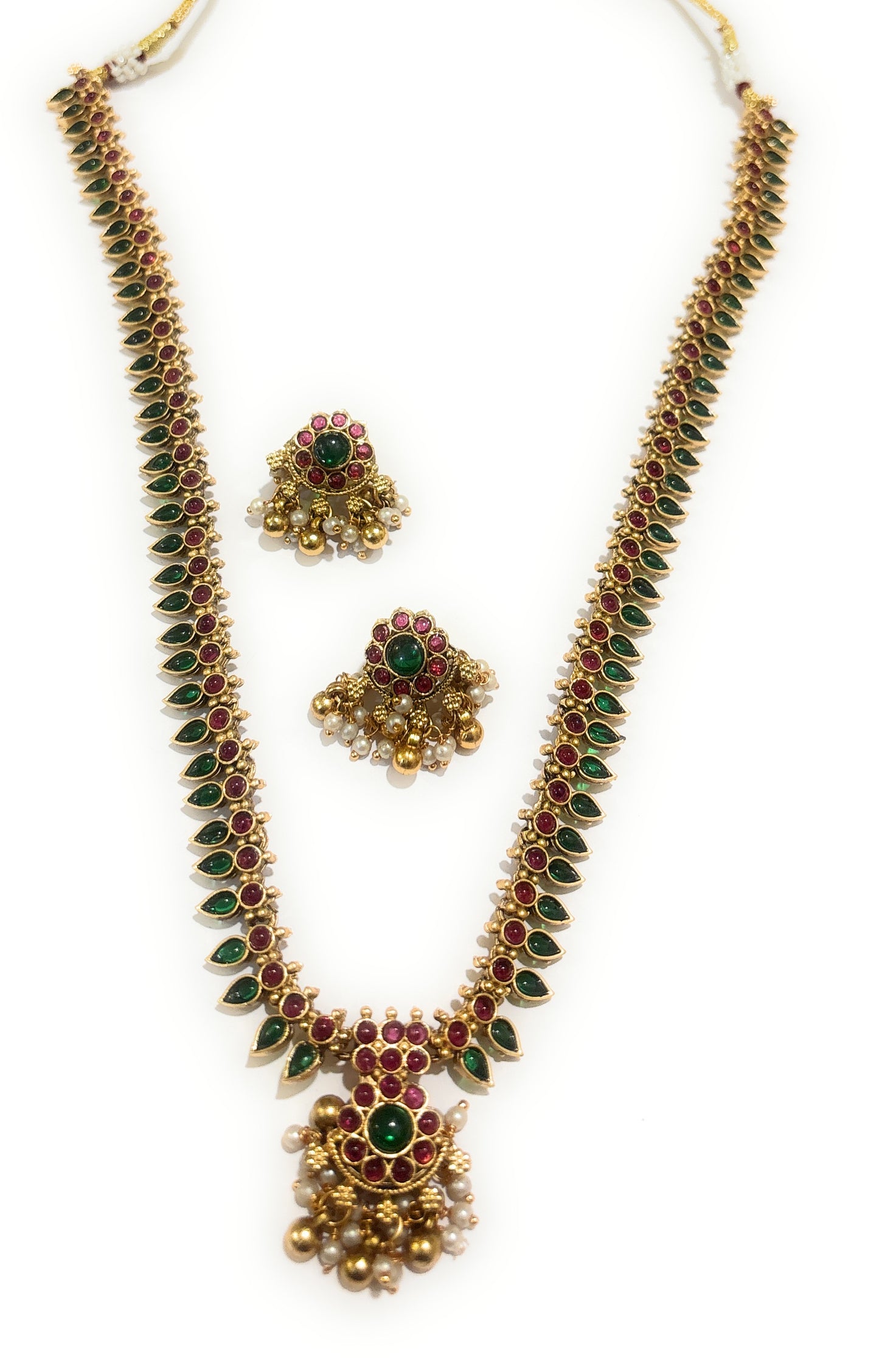 Adyashree Emporium Laxmi Choker Design pattern Ruby & Emerald, pearl based Gold plated south Indian Wedding Traditional temple jewellery set. Latest fashion Jewellery for Girls & Women.