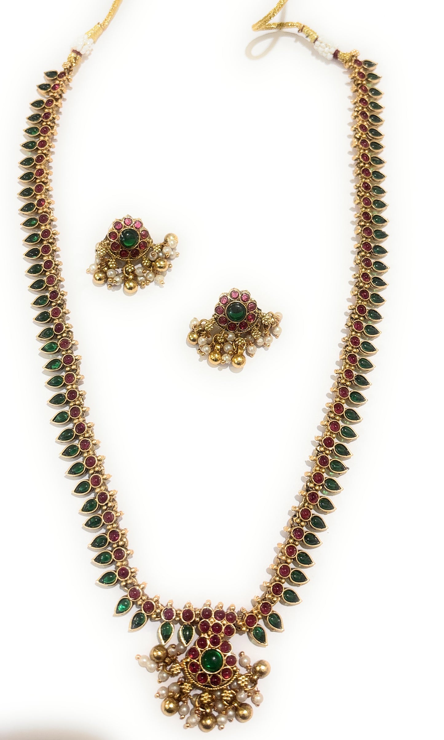 Adyashree Emporium Laxmi Choker Design pattern Ruby & Emerald, pearl based Gold plated south Indian Wedding Traditional temple jewellery set. Latest fashion Jewellery for Girls & Women.